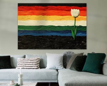 Abstracte kleurrijke tulp schilderij van De Muurdecoratie