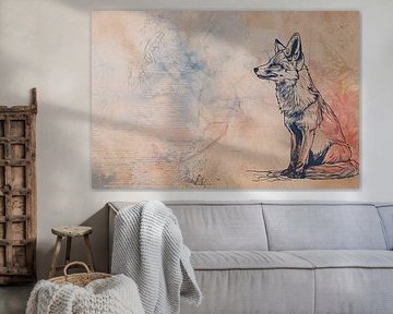 Dessin abstrait d'un renard avec des couleurs sur Art & Soul Creations
