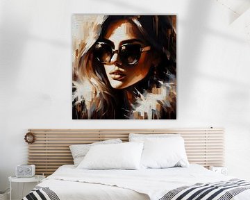 Portret van een vrouw met zonnebril van FoXo Art