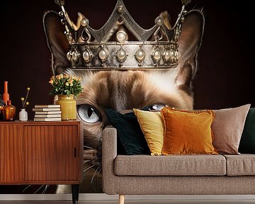 Muurdecoratie: Koninklijke Siamese Kat met Kroon