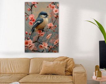Lenteglorie - Vogeltje te Midden van Bloeiende Takken van Eva Lee