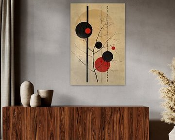 Geometrie in rood en zwart van Poster Art Shop