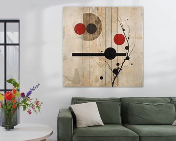 Geometrie in rood en zwart van Poster Art Shop