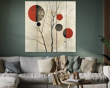Geometrie in rood en zwart van Poster Art Shop