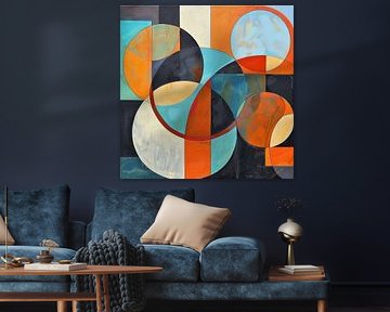 Kreisgeometrie in Blau und Orange von Poster Art Shop