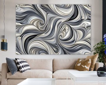 Moderne abstracte kunstprint in zwart en wit