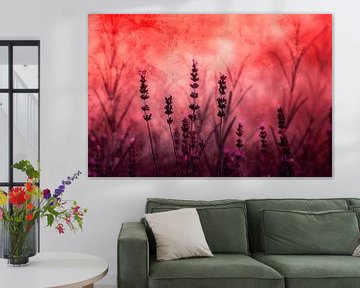 Silhouetten van lavendel tegen rode achtergrond van Art & Soul Creations