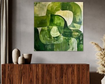 Abstracte groene vormen - Moderne kunst van Poster Art Shop