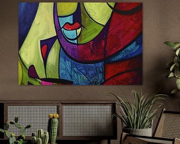 Abstracte kleurrijke kubistische kunst