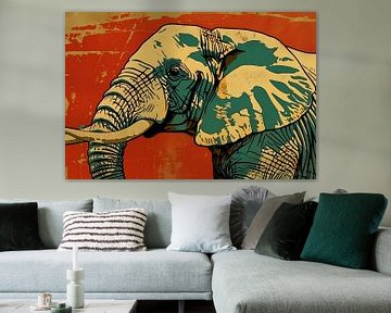 Kleurrijke moderne kunst olifant schilderij van Art & Soul Creations