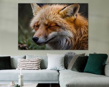 Slapende vos in de natuur vastgelegd