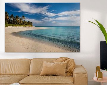 Tropisch strand met palmbomen en helder water van Art & Soul Creations