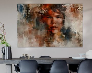 Abstract portret van een man in kleuren
