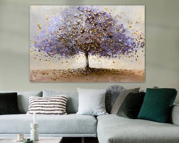 Abstracte boom met paarse en gouden bladeren van Art & Soul Creations