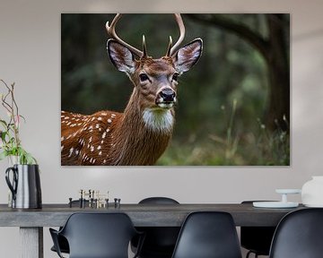 Majestueus hert in weelderig bos van Art & Soul Creations