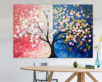 Kleurrijk abstract schilderij van een boom van Art & Soul Creations