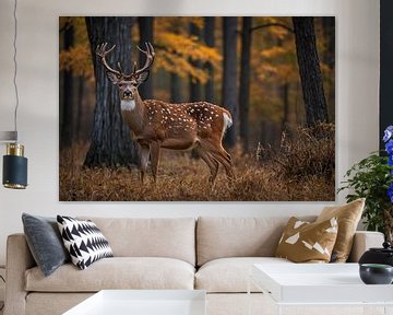 Majestueus hert in het herfstbos van Art & Soul Creations
