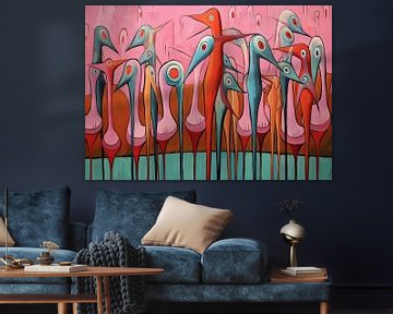 Flamingo-Fuif van ARTEO Schilderijen