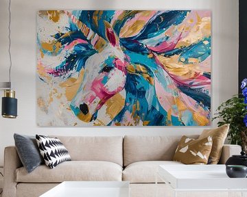 Colourful abstract painting of a unicorn by Art & Soul Creations
