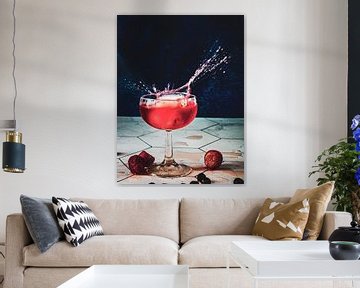 Drankje in een glas met splash stijl  retro