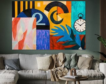 Colourful abstract painting with bells and leaves by Art & Soul Creations