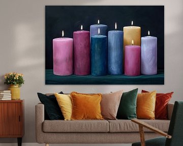 Realistische kleurrijke kaarsen voor huisdecoratie van De Muurdecoratie