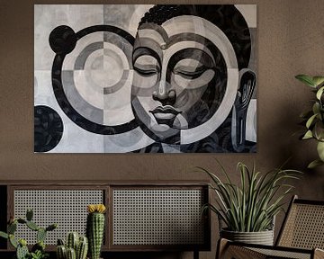 Surrealistisch Boeddha ontwerp met geometrische patronen van Art & Soul Creations