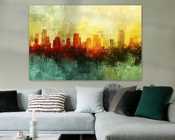 Digitale abstracte kunst van stadslandschap van Art & Soul Creations