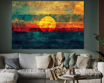 Abstracte digitale zonsondergang schilderij van Art & Soul Creations
