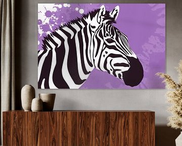 Zebra op een paarse abstracte achtergrond van Art & Soul Creations