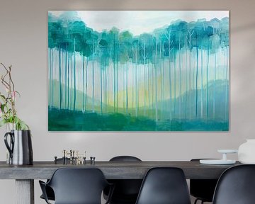 Peinture surréaliste d'un paysage forestier