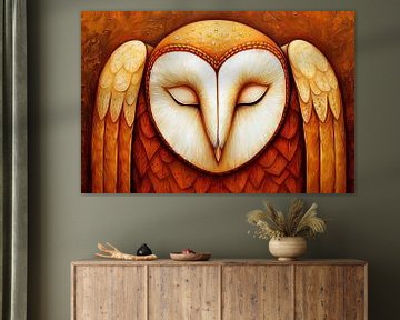Abstracte kleurrijke schilderij van een uil van Art & Soul Creations