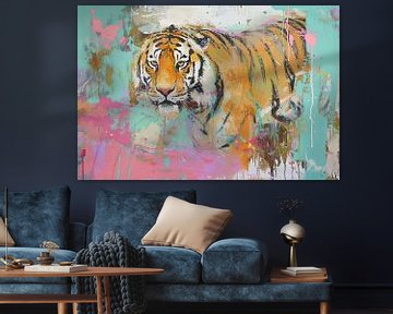 Colourful abstract painting of tiger by Art & Soul Creations