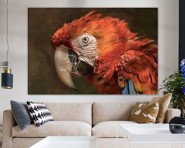 Realistisch schilderij van kleurrijke papegaai van Art & Soul Creations