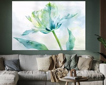 Abstracte aquarel van groene tulp bladeren van Art & Soul Creations
