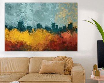 Kleurrijke abstracte skyline met natuur van Art & Soul Creations
