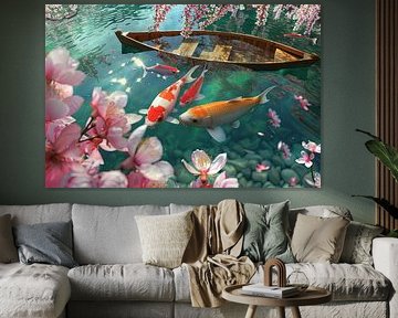 Koi Karpfen fischen in einem Teich von Egon Zitter
