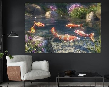Koi Karpfen fischen in einem Teich von Egon Zitter