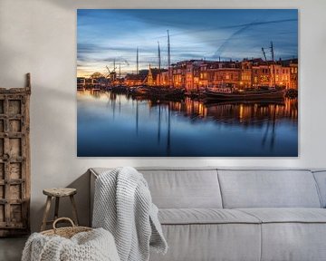 Leiden canalhouses blue hour by Dick van Duijn