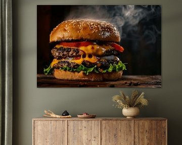 Hete cheeseburger - Stijlvolle keukenposter van Poster Art Shop