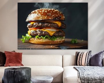 Hete cheeseburger - Stijlvolle keukenposter van Poster Art Shop