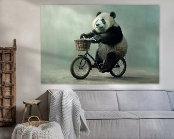 Panda op fiets van Poster Art Shop