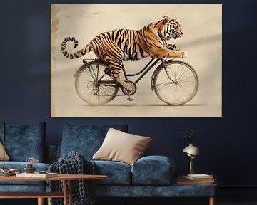 Tijger op fiets van Poster Art Shop