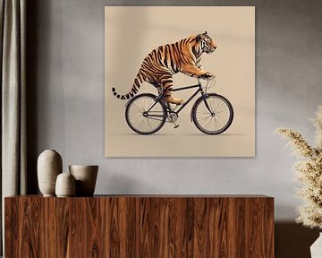 Tijger op fiets van Poster Art Shop