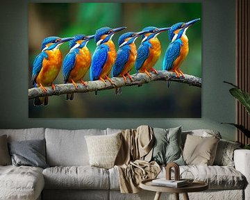 ijsvogels op een rij