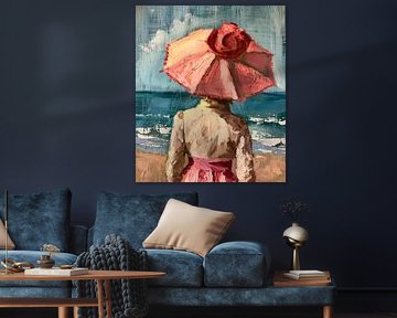 woman with hat at the beach by Egon Zitter