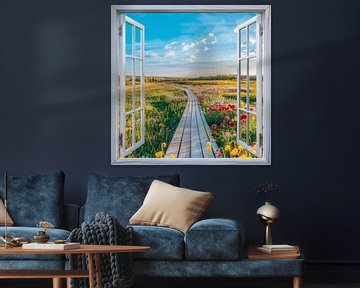Fenster zur Blütenpracht von Poster Art Shop