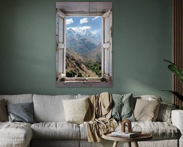 Uitzicht vanuit het raam op de Jbel Toubkal van Poster Art Shop