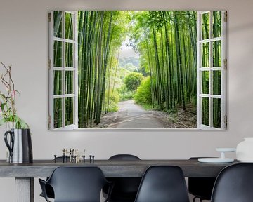 Raamuitzicht in het bamboebos