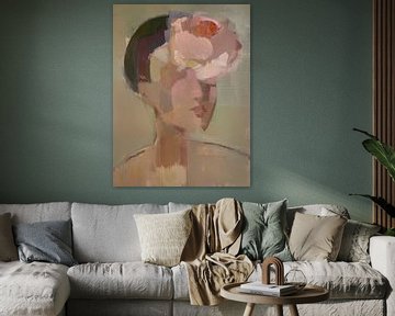 Modern and abstract portrait in pastel colours by Carla Van Iersel
